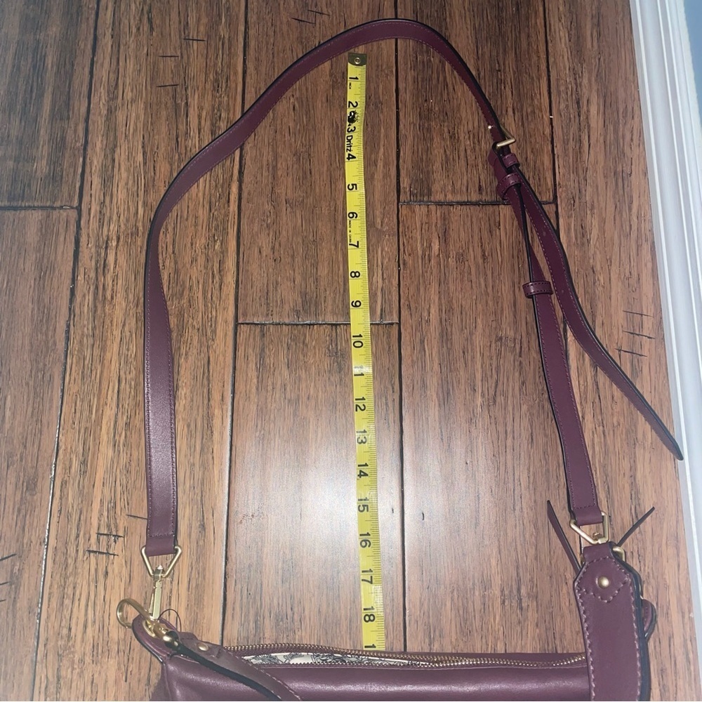 Plum leather suede satchel messenger saddle bag Vera Bradley crossbody purse - Picture 10 of 17